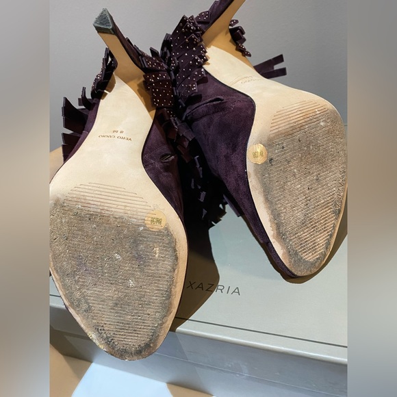 BCBG Maxazria Bordeaux fringe open toe booties size 8 - Picture 7 of 11